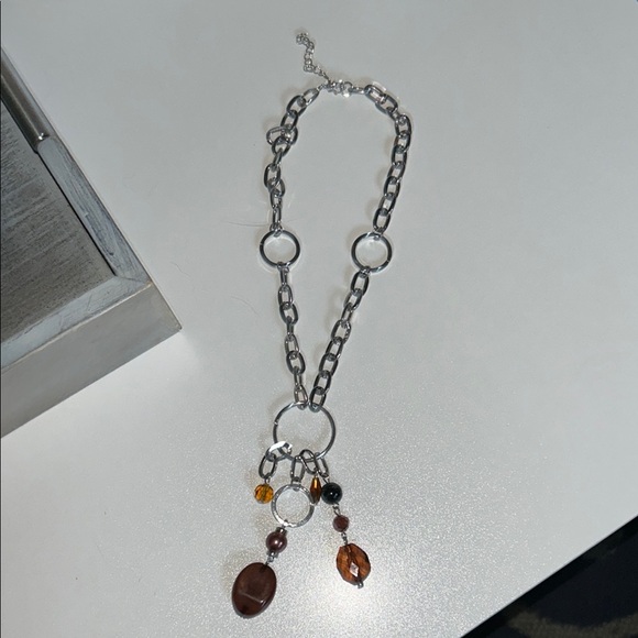 Uknown Jewelry - Bohemian Silver and Brown Chunky Necklace